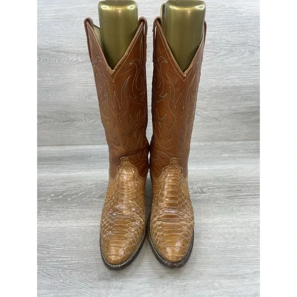 Dan Post Exotic Python Snakeskin 8.5A Leather Western Cowgirl Boots Women's